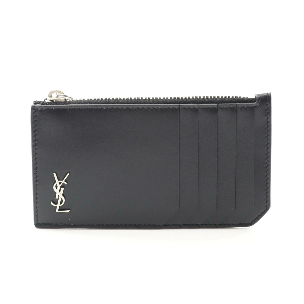 Saint Laurent Paris Monogram Coin Wallet Leather Black